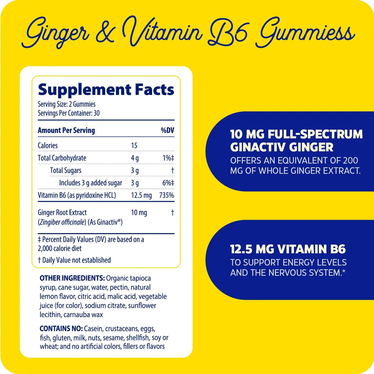 Enzymedica Jengibre y Vitamina B6 60 Gomitas Sabor Limón