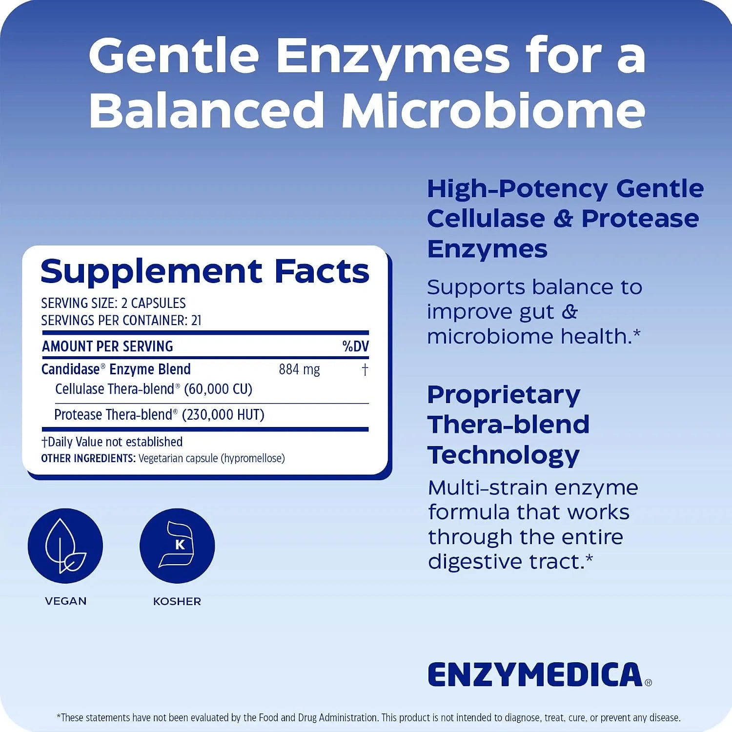 Enzymedica Candidase, enzimas digestivas para una limpieza suave, salud intestinal y digestión, 42 unidades