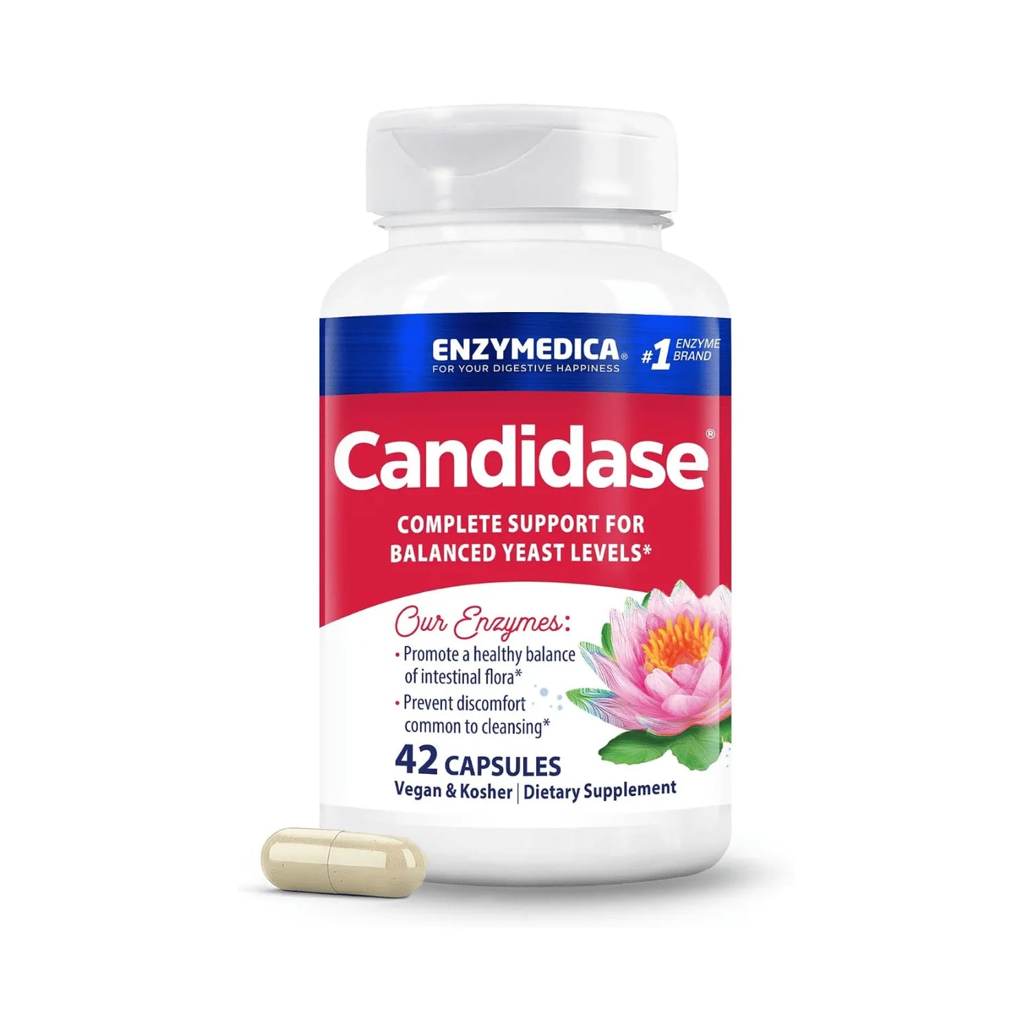 Enzymedica Candidase, enzimas digestivas para una limpieza suave, salud intestinal y digestión, 42 unidades