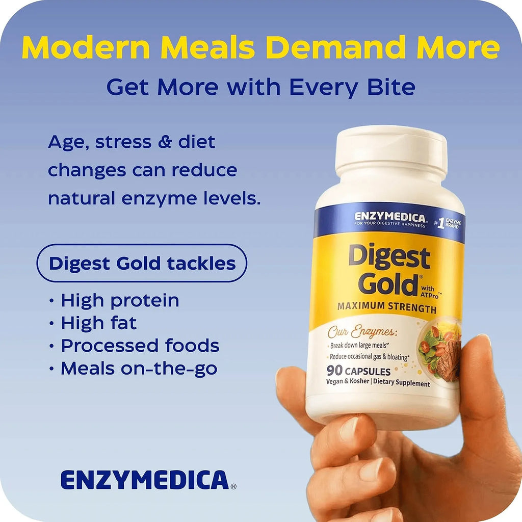 Enzymedica, Digest Gold con ATPro Máxima concentración, 90 cápsulas