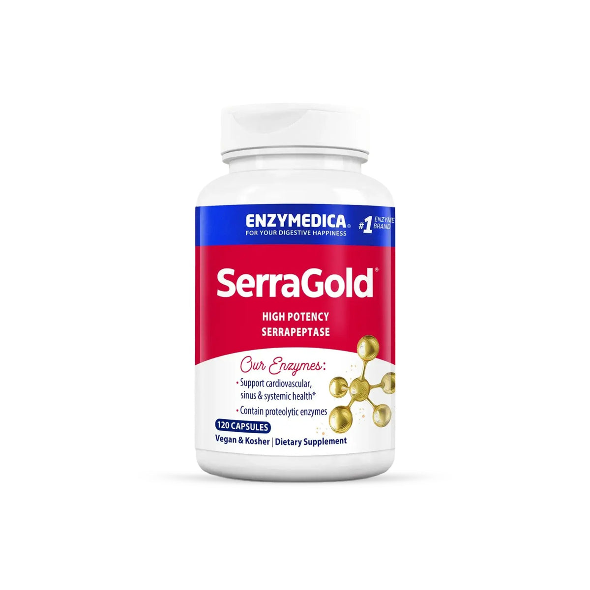 Enzymedica SerraGold Serrapeptasa de Alta Potencia 120 Cápsulas Vegetales