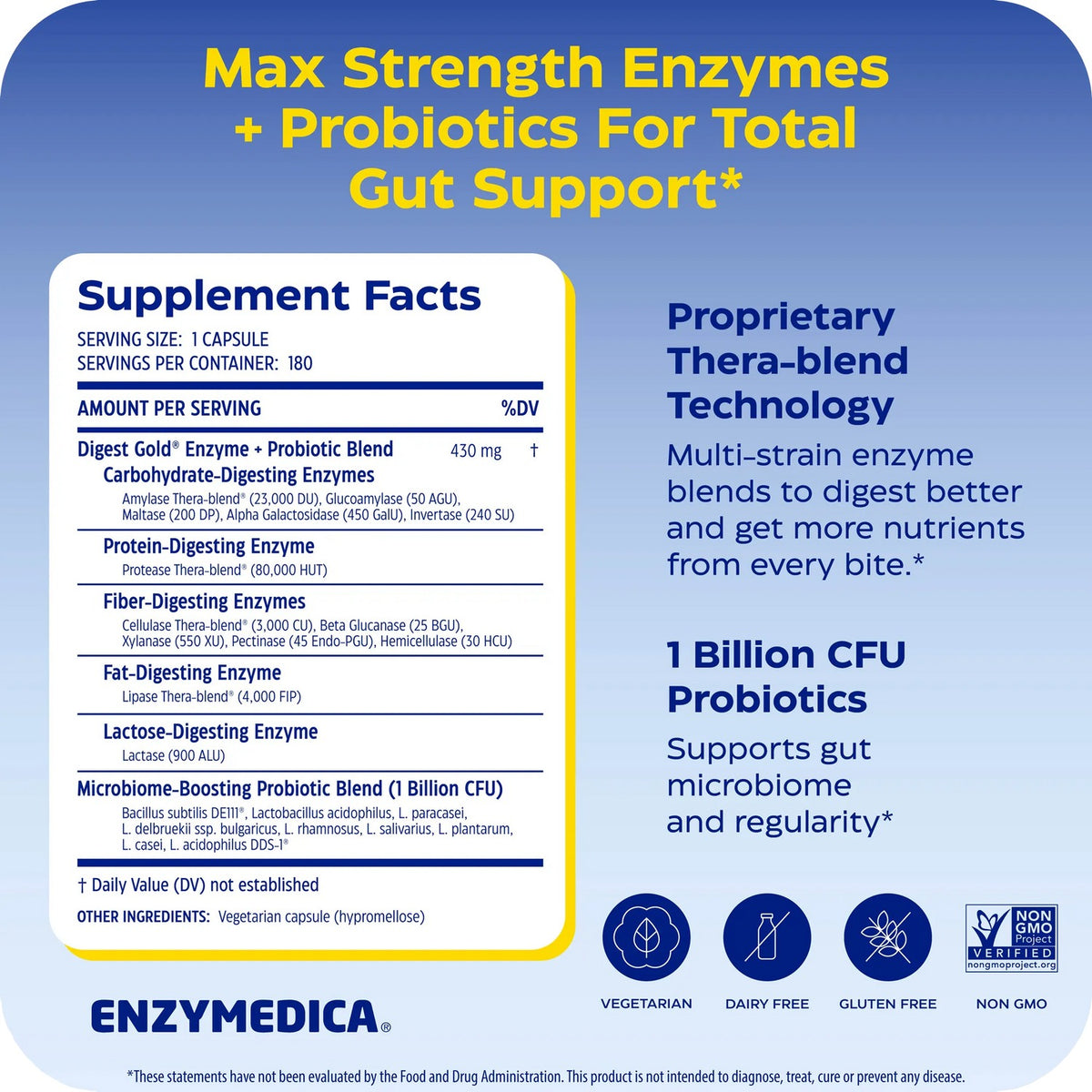 Enzymedica Digest Gold con Probióticos 45 Cápsulas
