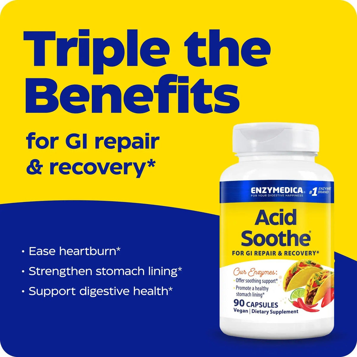 Enzymedica Acid Soothe 90 Cápsulas