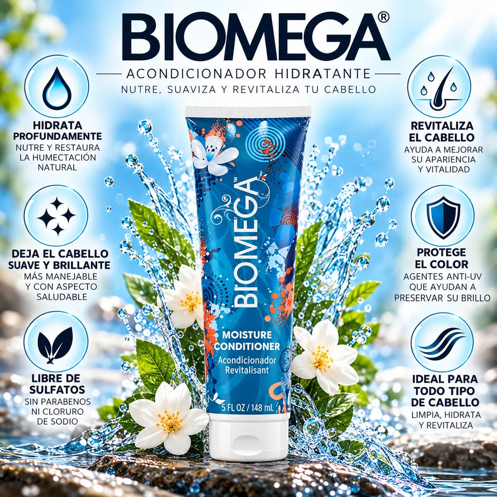 Aquage Biomega Moisture Conditioner | Acondicionador Hidratante con Omega y Queratina | 148 ml | Cabello Seco y Dañado
