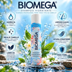 BIOMEGA Moisture Shampoo | Shampoo Hidratante con Omega y Aminoácidos de Queratina | 296 ml | Volumen y Suavidad