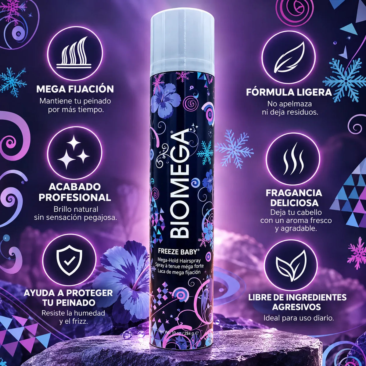 Aquage Biomega Freeze | Laca Fijadora para el Cabello | Fijación Fuerte y Duradera | 10 oz | Unisex