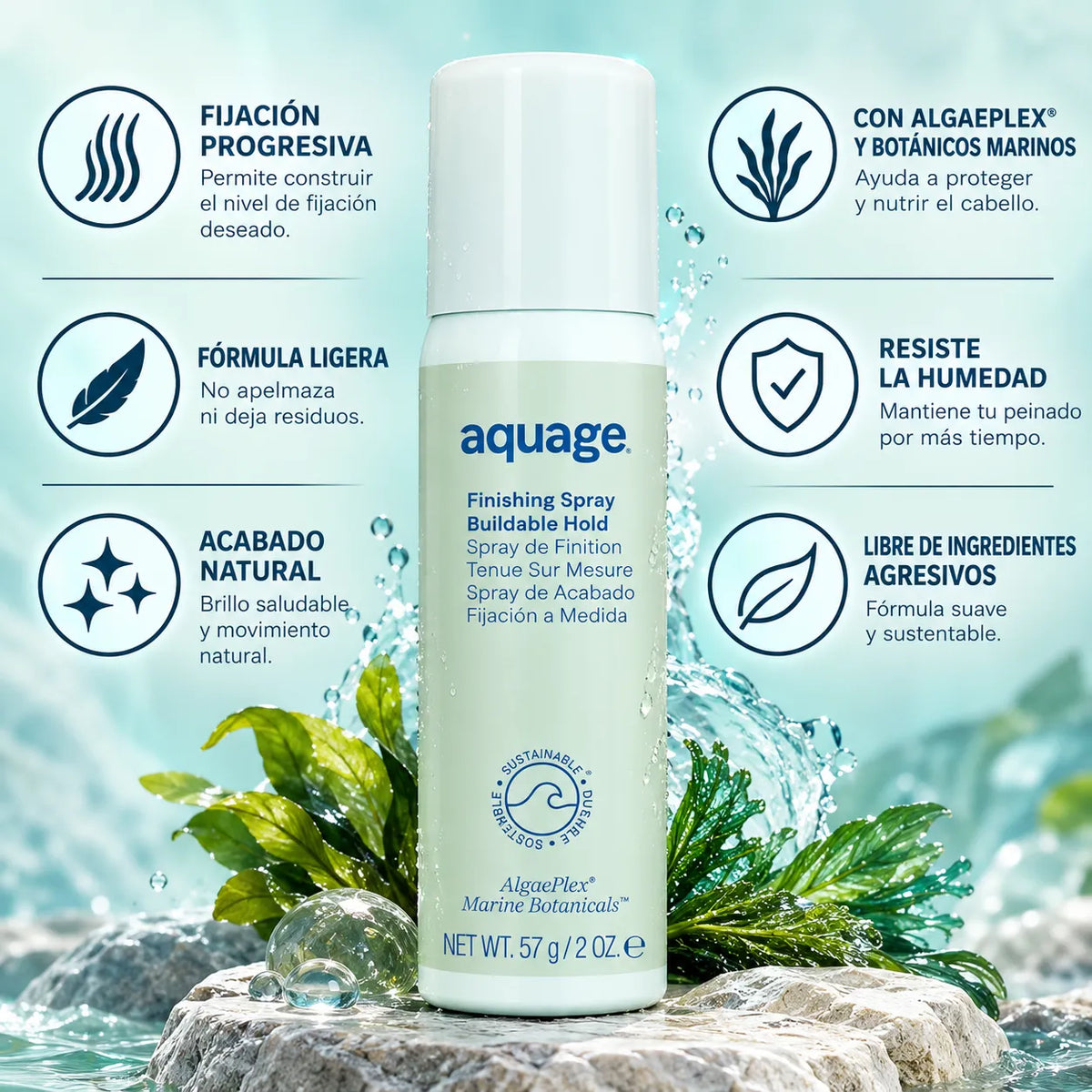 Aquage Finishing Spray | Laca de Acabado para el Cabello | Fijación y Control | 57 g (2 oz) | Unisex