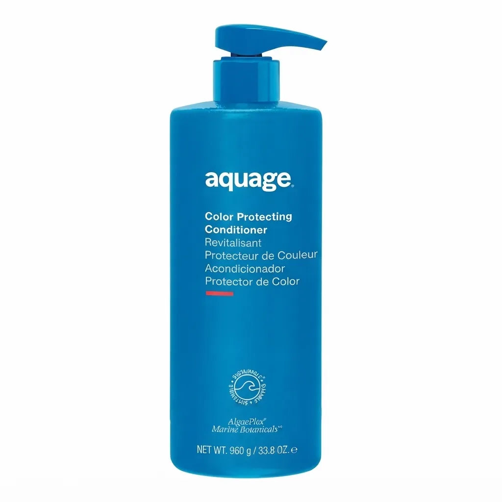 Aquage Color Protecting Conditioner 33.8 oz - 960 g Marine Botanicals | Protección total contra el desvanecimiento y rayos UVB | Fórmula profesional sin sulfatos | Suplemento capilar de hidratación profunda