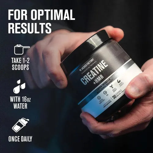 Jacked Factory Creatine + HMB | 30 servicios | Sin sabor | 5000 mg de creatina + 1500 mg de HMB | Suplemento alimenticio