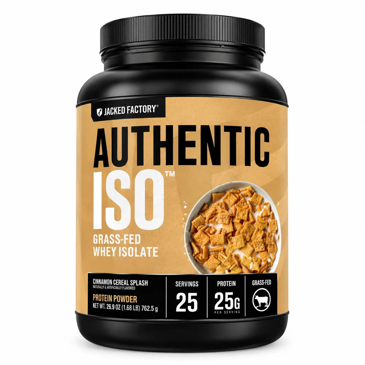Jacked Factory Authentic ISO | 25 servicios | Salpicadura de cereal de canela | aislado de proteína de suero