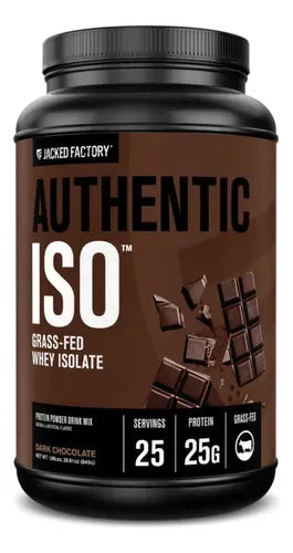 Jacked Factory Authentic ISO Whey Protein Isolate | 25 Porciones | Sabor Chocolate Negro | Proteína Aislada de Suero de Leche | Recuperación y Desarrollo Muscular | Suplemento Alimenticio