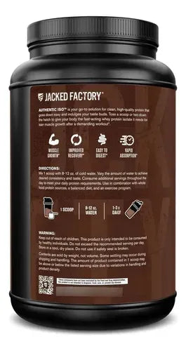 Jacked Factory Authentic ISO Whey Protein Isolate | 25 Porciones | Sabor Chocolate Negro | Proteína Aislada de Suero de Leche | Recuperación y Desarrollo Muscular | Suplemento Alimenticio