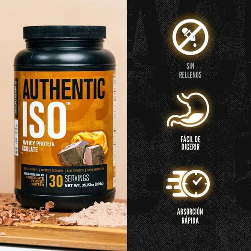 Jacked Factory Authentic ISO | 25 servicios | Chocolate con mantequilla de cacahuete | proteína whey aislada