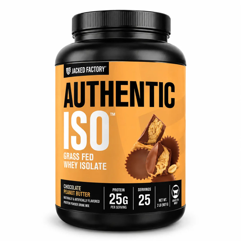 Jacked Factory Authentic ISO | 25 servicios | Chocolate con mantequilla de cacahuete | proteína whey aislada