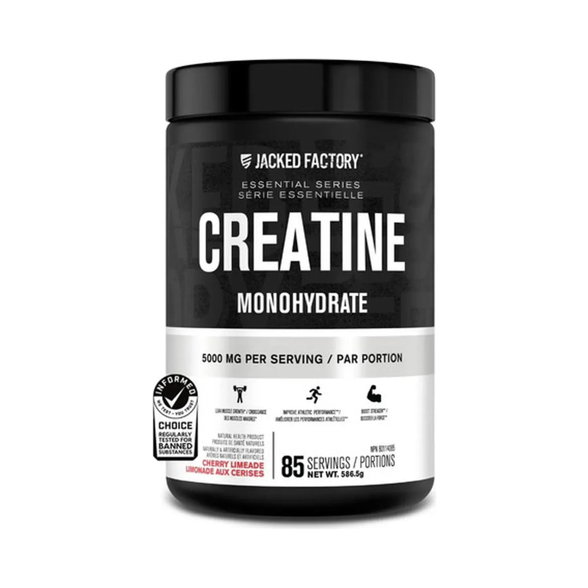 Jacked Factory Creatina Monohidratada en Polvo | 85 servicios | Limonada de cereza | 5000 mg de creatina | Suplemento alimenticio