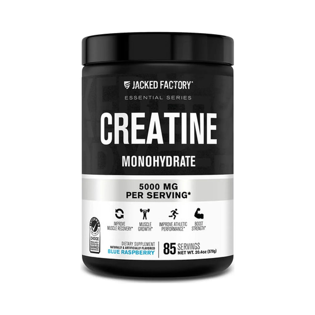 Jacked Factory Creatina Monohidratada | 85 servicios | Frambuesa azul | 5000 mg de creatina | Suplemento alimenticio