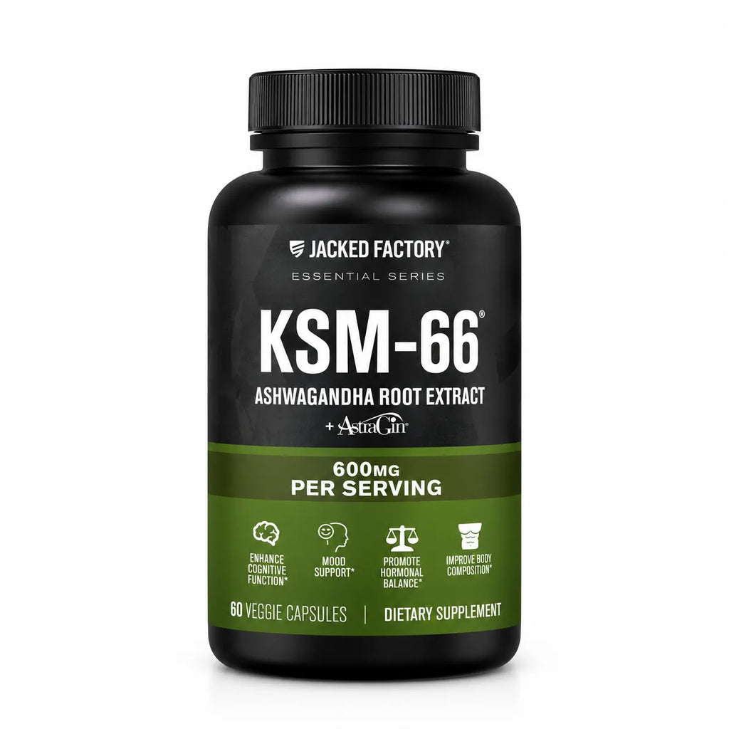 Jacked Factory KSM-66 Ashwagandha 600 mg - 60 Cápsulas | Extracto Estandarizado | Adaptógeno Natural | Manejo del Estrés y Bienestar