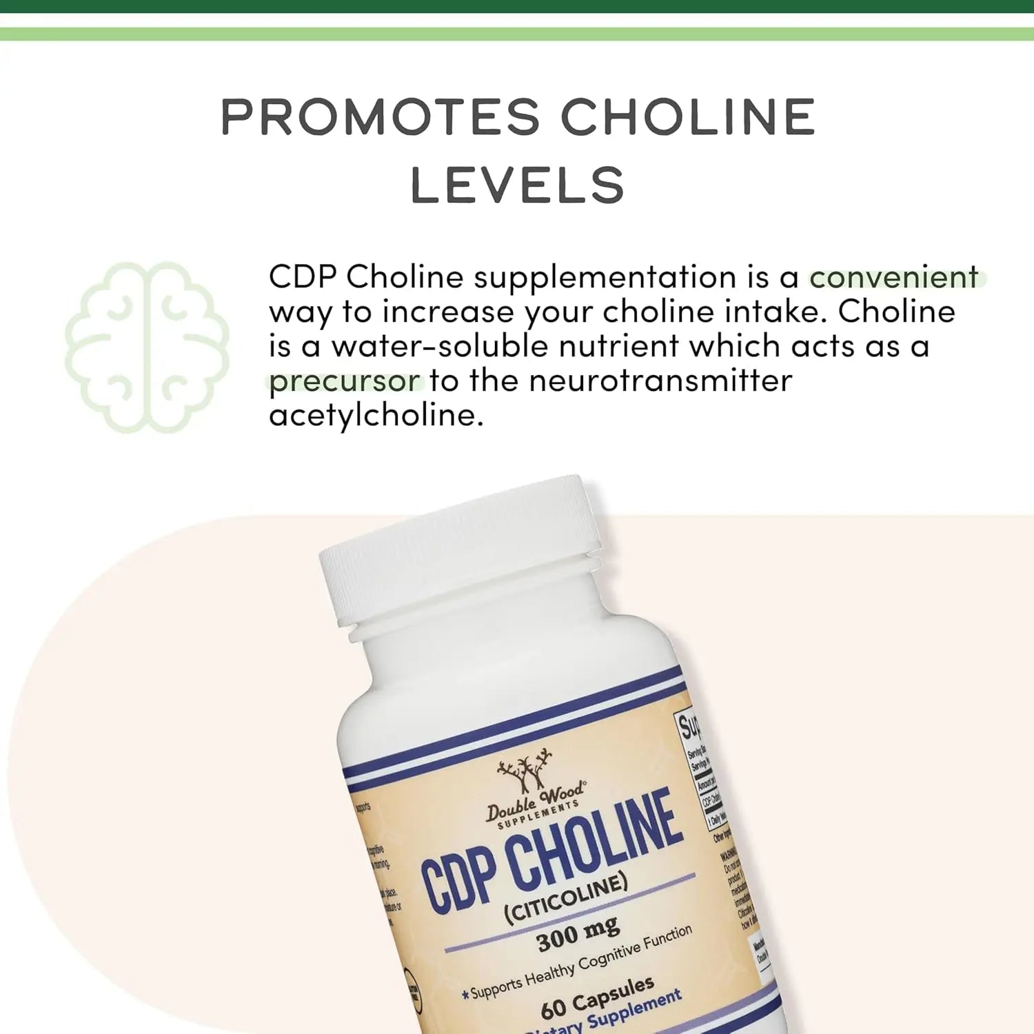 DOUBLE WOOD CDP Choline Citicolina 300mg con 60 caps. sfn