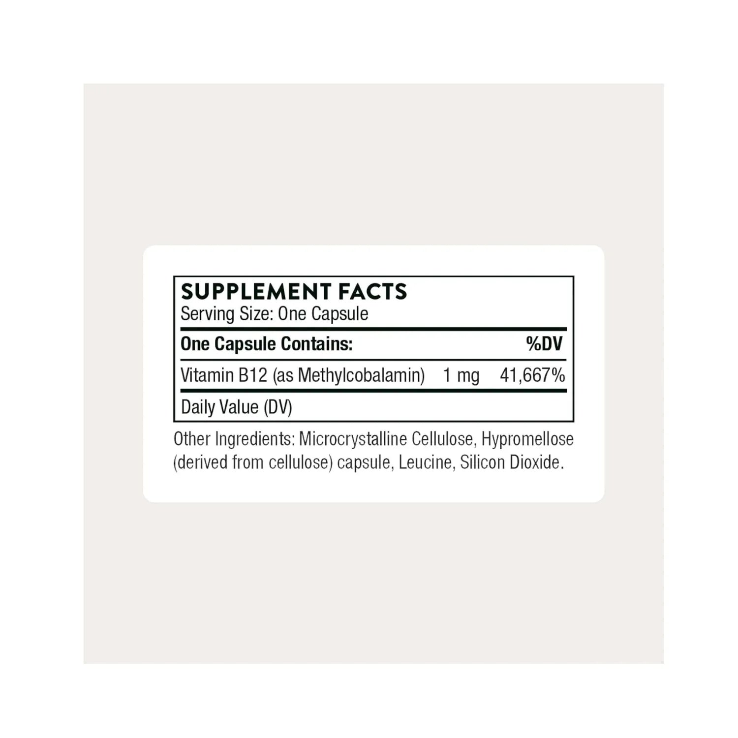 Thorne Vitamin B12 Metilcobalamina 1,000 mcg para Energía y Sistema Nervioso, 60 Cápsulas