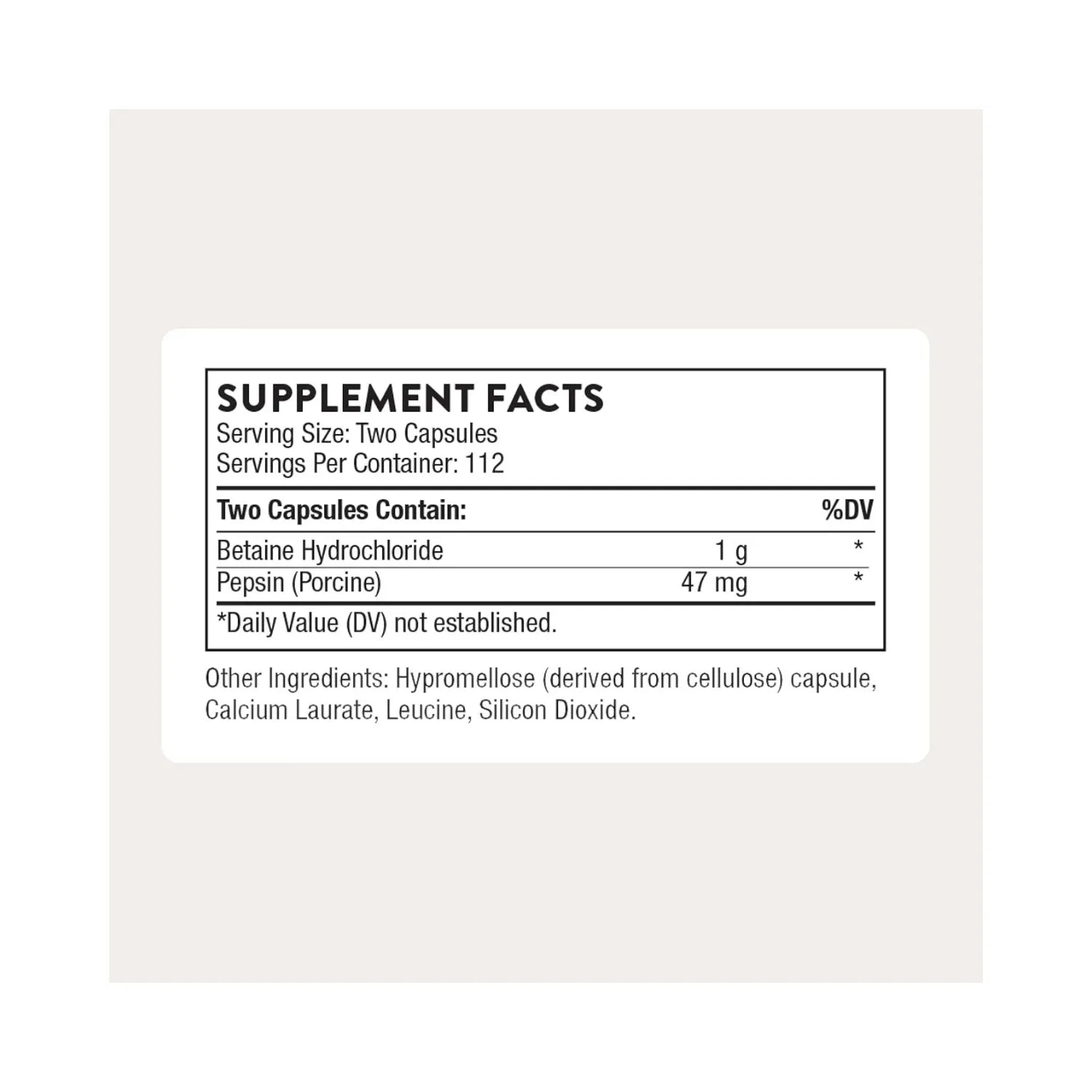 Thorne Betaine HCL & Pepsin 225 Capsules