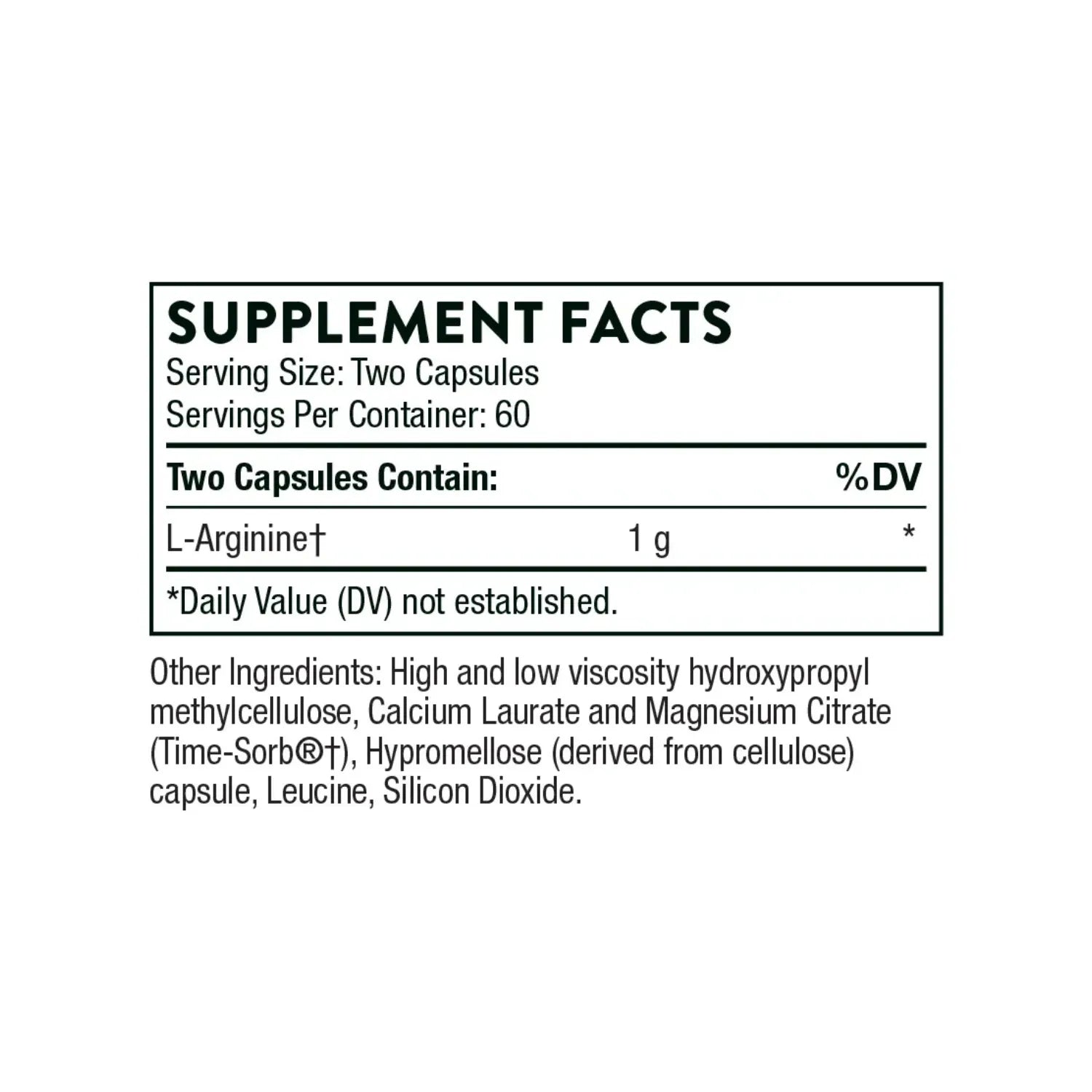 Thorne L-Arginine Liberación Sostenida 500 mg, 120 Cápsulas – Apoyo a la Circulación