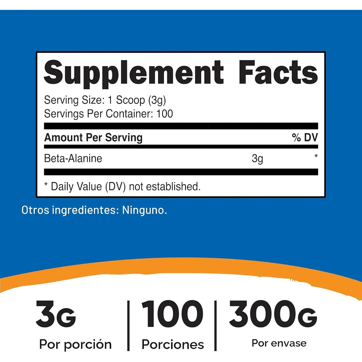 Nutricost Beta Alanina en Polvo 300 Gramos, 3 Gramos por Porción
