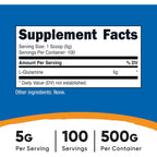 Nutricost L-Glutamina en Polvo 500 g 100 Porciones Sin Sabor