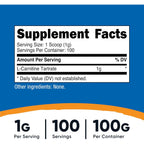Nutricost Tartrato de L-Carnitina en Polvo 100 g 100 Porciones