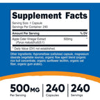 Nutricost Vinagre de Sidra de Manzana 500 mg 240 Cápsulas Vegetales