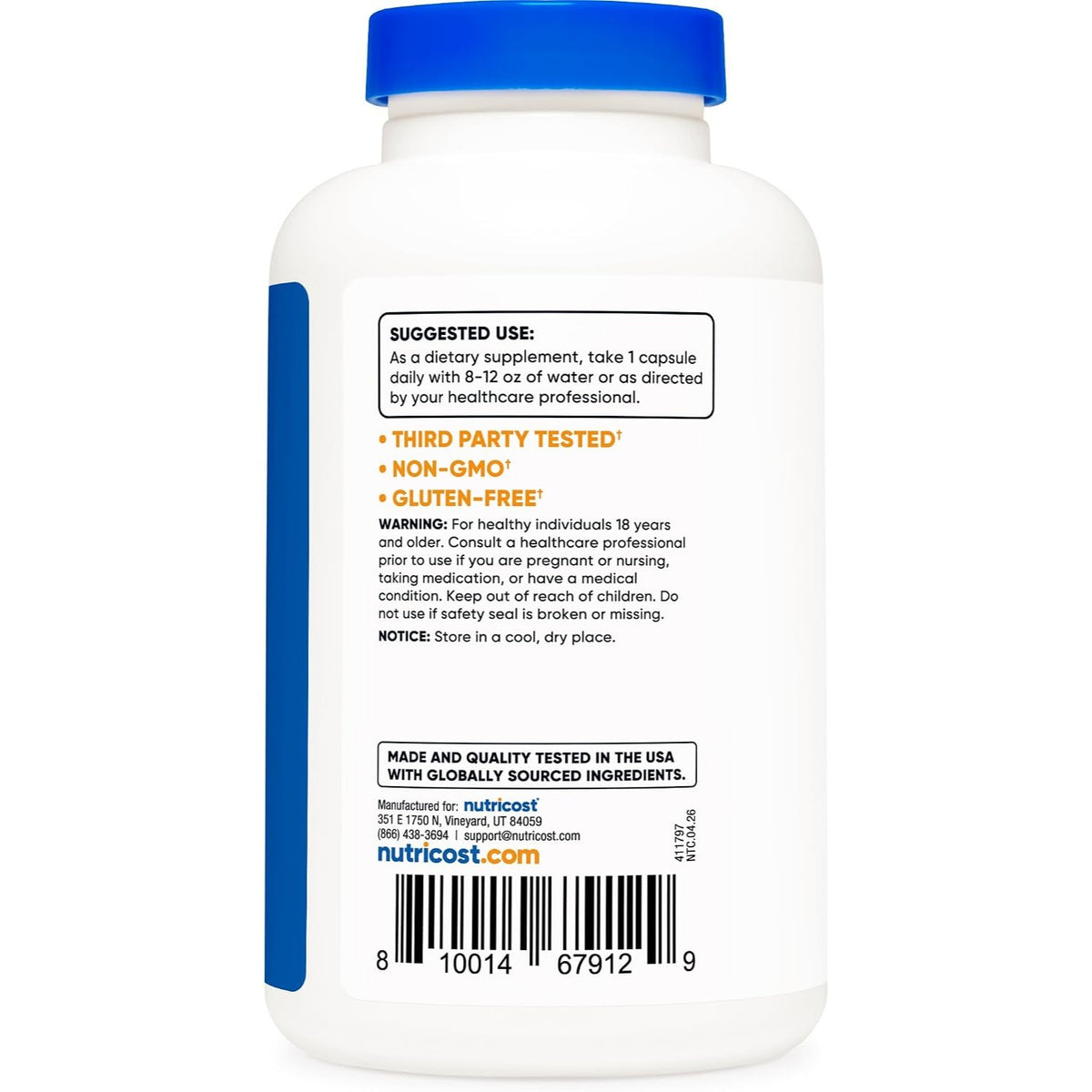 Nutricost Vinagre de Sidra de Manzana 500 mg 240 Cápsulas Vegetales