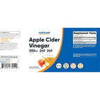 Nutricost Vinagre de Sidra de Manzana 500 mg 240 Cápsulas Vegetales