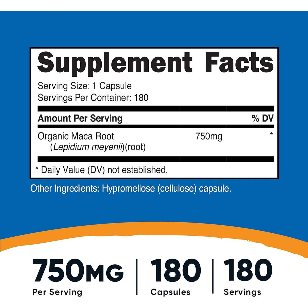 Nutricost Raíz de Maca 750 mg 180 Cápsulas
