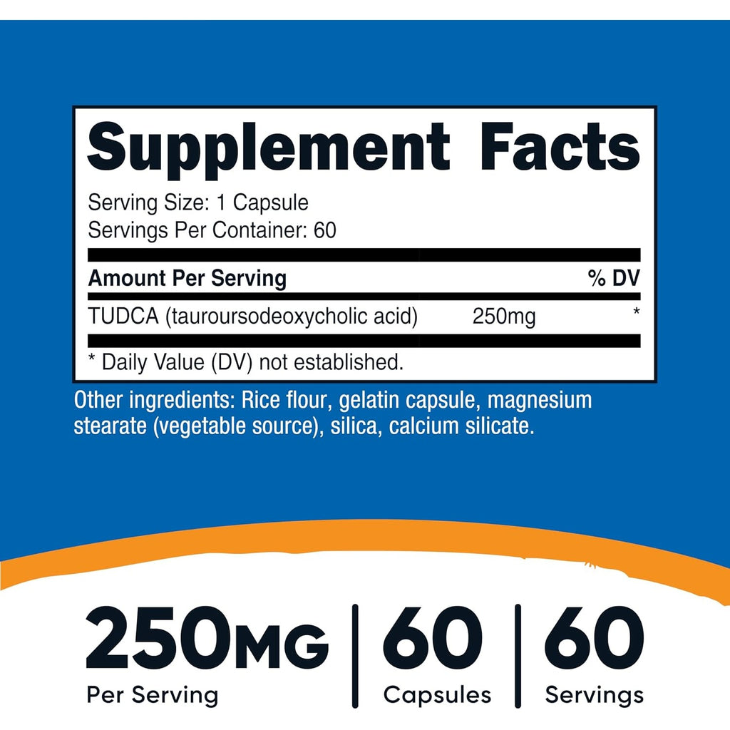 Nutricost TUDCA Ácido Tauroursodesoxicólico 250 mg 60 Cápsulas