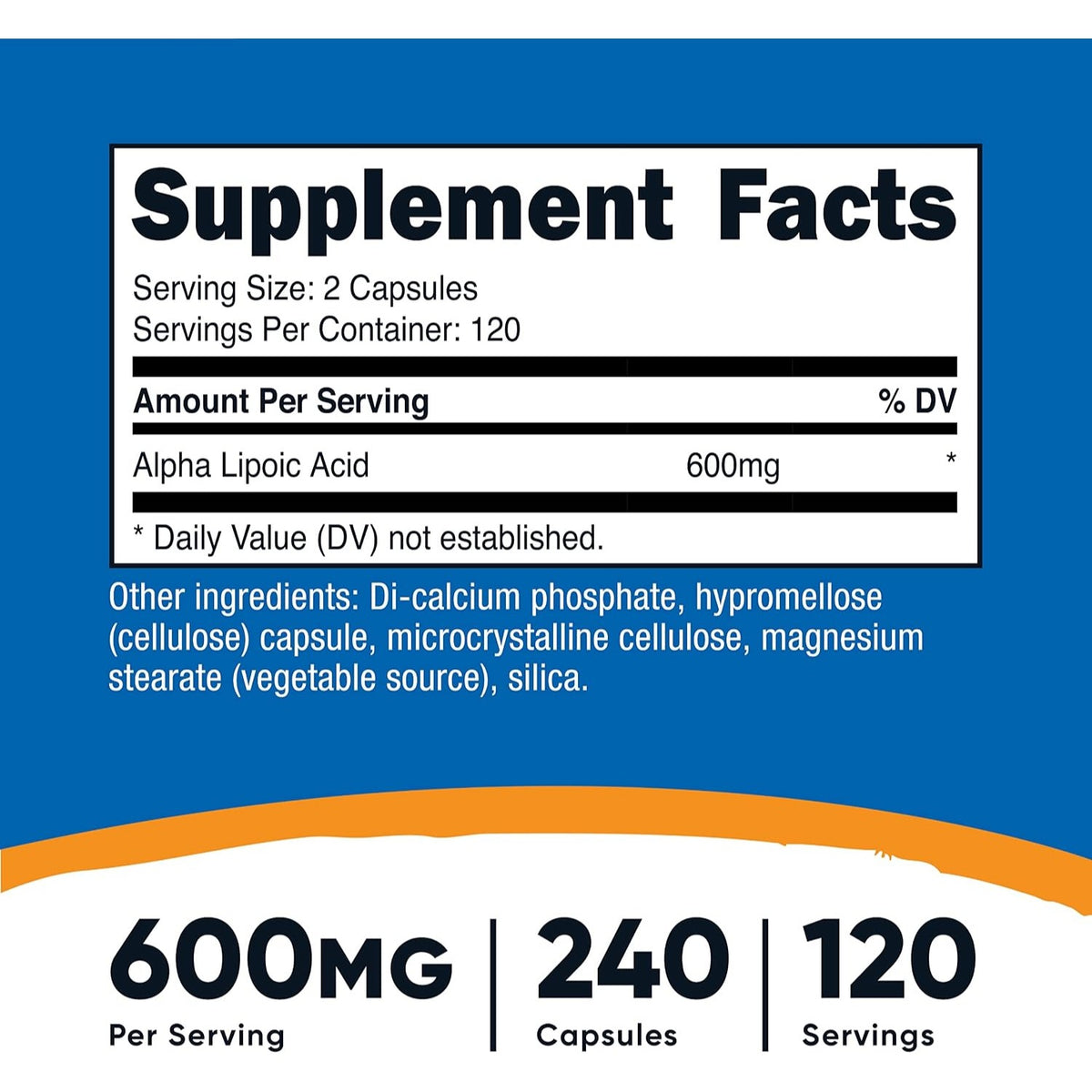 Nutricost Ácido Alfa Lipoico 600 mg 240 Cápsulas Vegetales