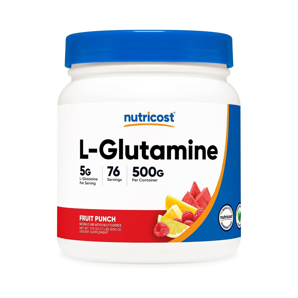 Nutricost L-glutamina Aminoácidos Sabor Ponche de Frutas 500 g