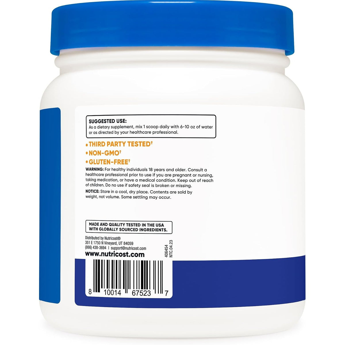 *-Nutricost L-glutamina Aminoácidos Sabor Frambuesa Azul 71 Porciones (Descontinuado) 500 g