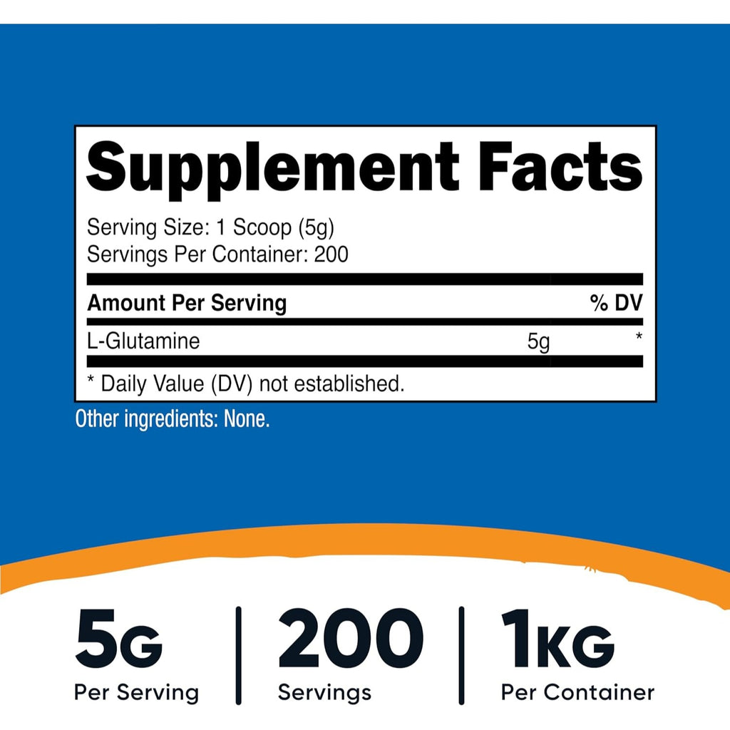 Nutricost L-Glutamina en Polvo 1 kg 200 Porciones