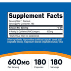 Nutricost NAC N-acetil L-cisteína 600 Mg 180 Cápsulas