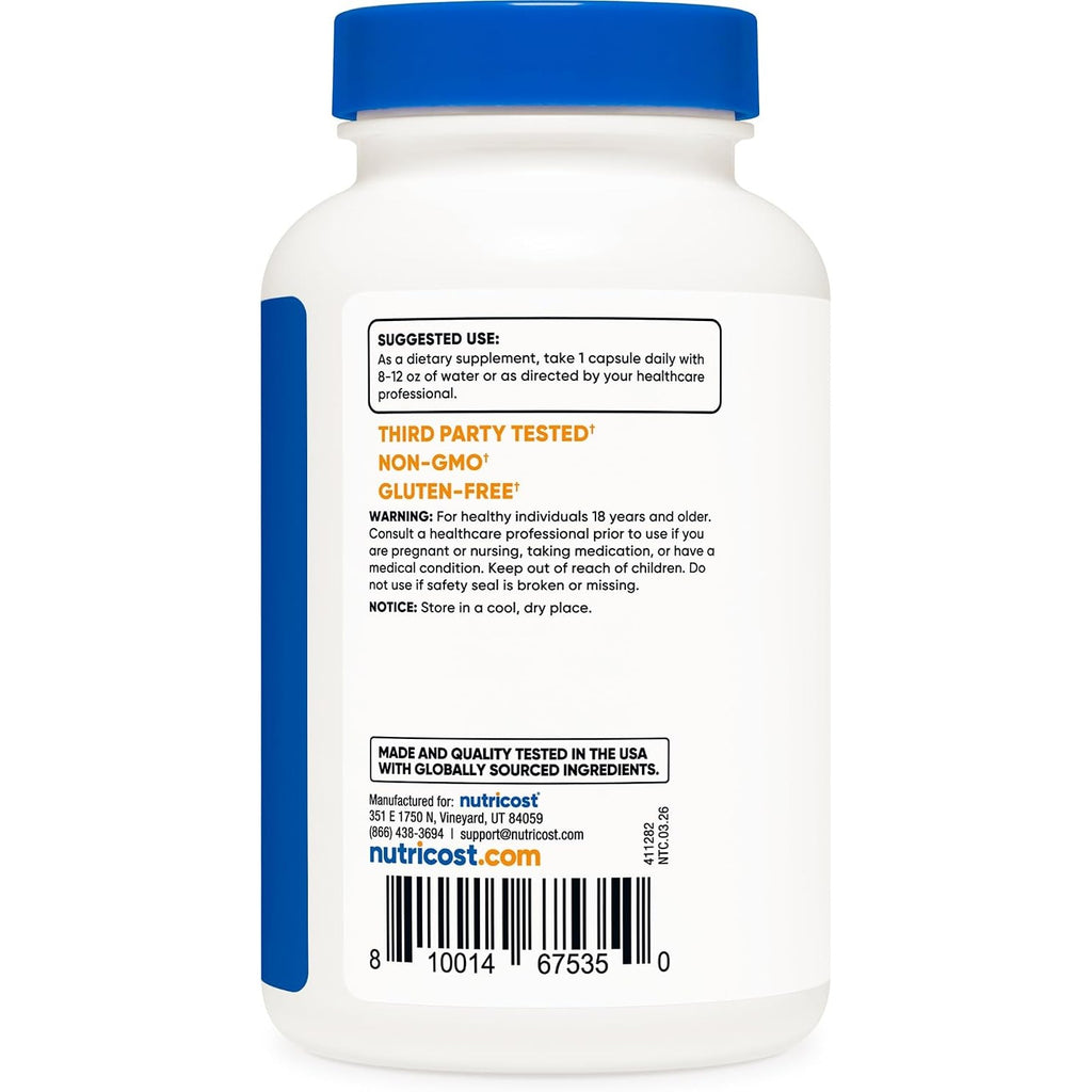 Nutricost NAC N-acetil L-cisteína 600 Mg 180 Cápsulas