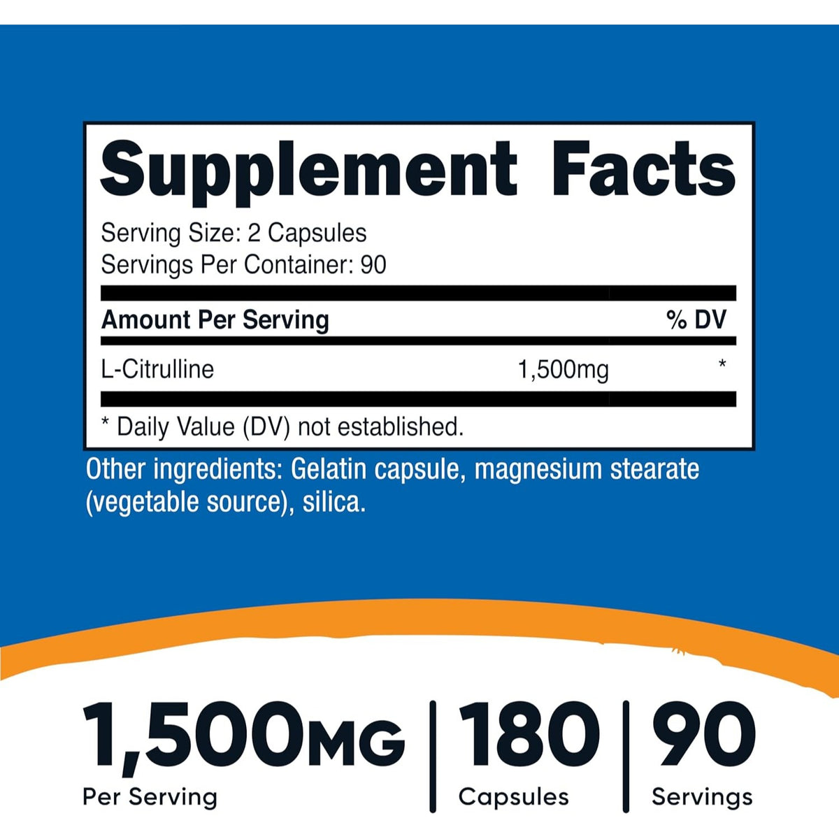 Nutricost L-Citrulina 1500 mg 180 Cápsulas