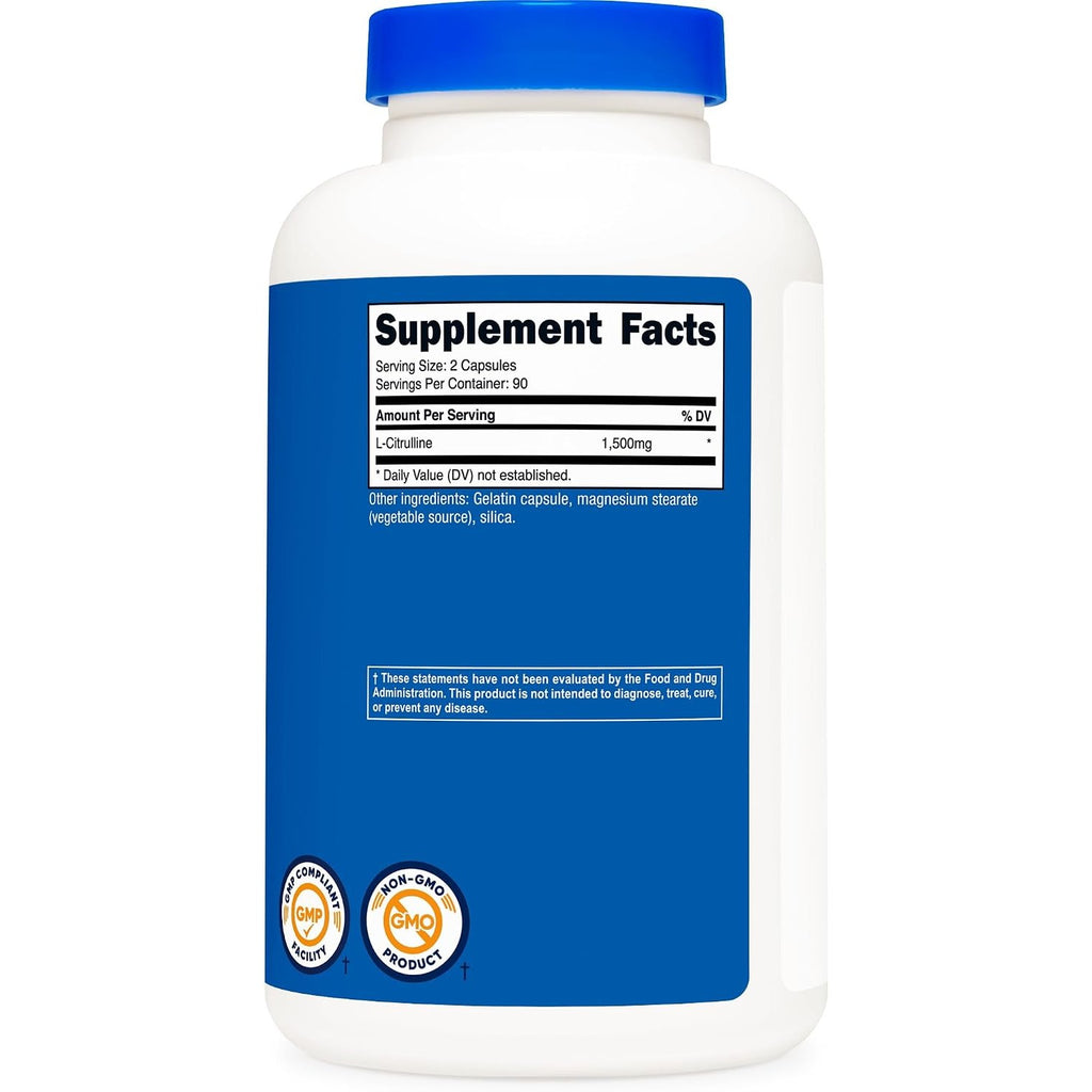 Nutricost L-Citrulina 1500 mg 180 Cápsulas
