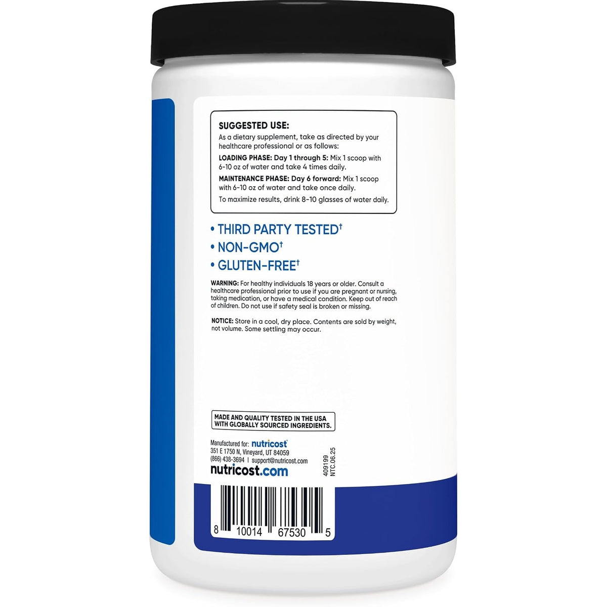 Nutricost Creatina Monohidratada en Polvo 500 g Frambuesa Azul