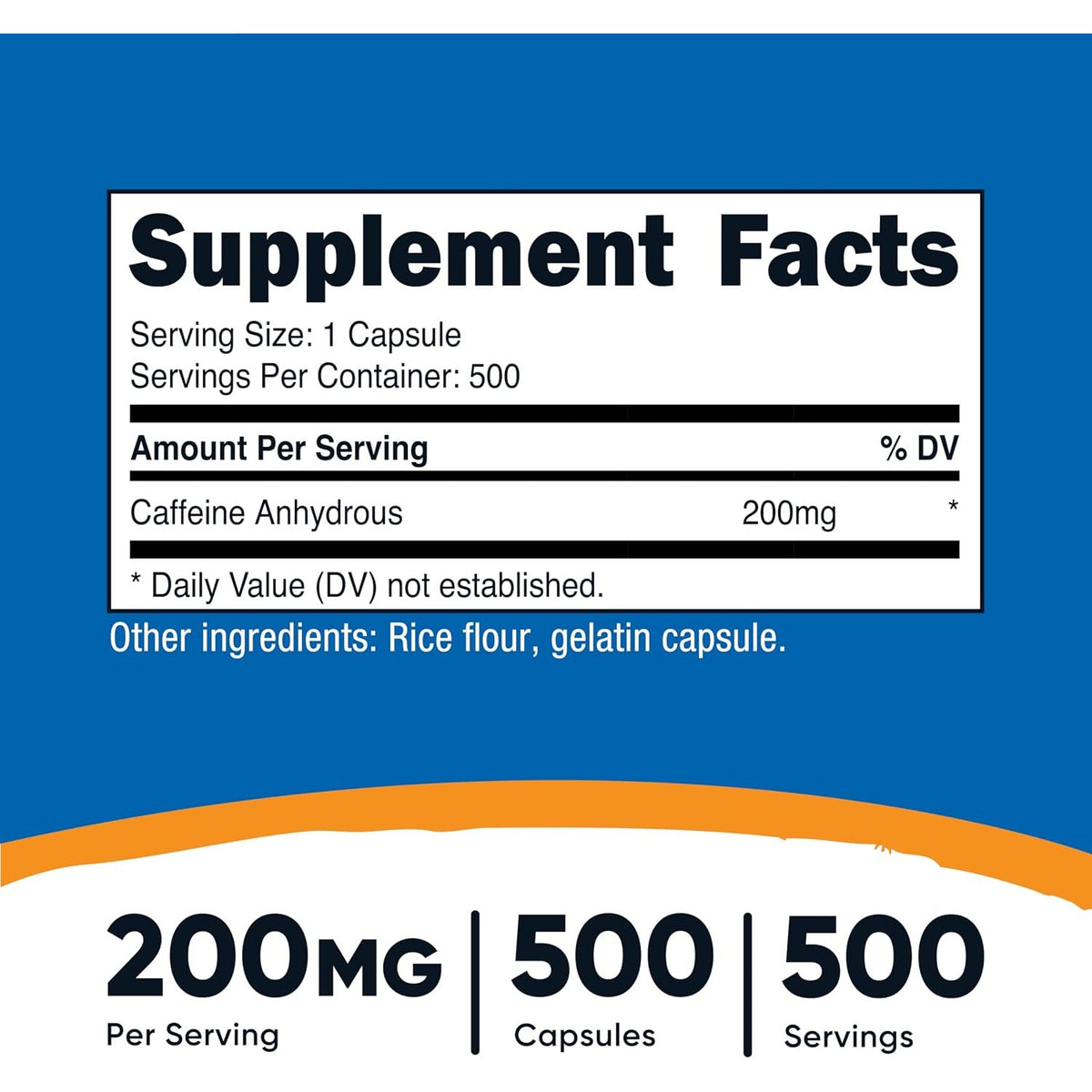 Nutricost Cafeína 200 Mg 500 Cápsulas