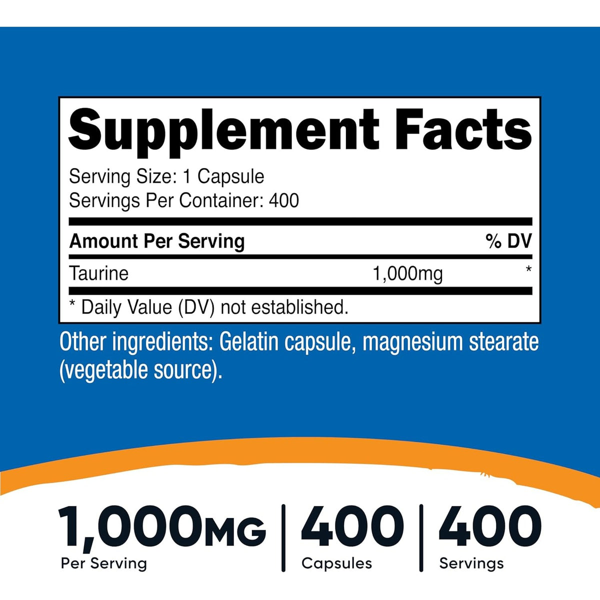 Nutricost Taurina 1000 mg 400 Cápsulas