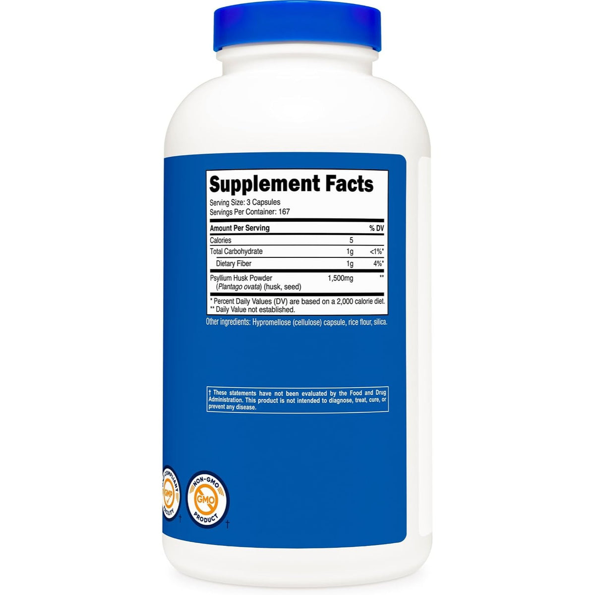 Nutricost Cáscara de Psyllium 1500 mg 500 Cápsulas
