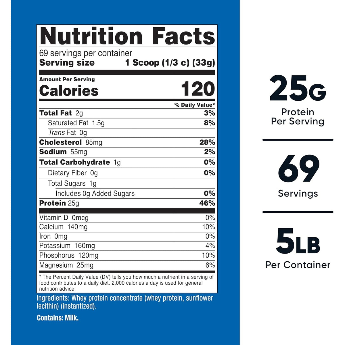 Nutricost Concentrado de Proteína de Suero en Polvo 5 lb Sin Sabor