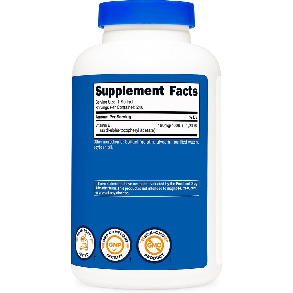 Nutricost Vitamina E 400 UI 240 Cápsulas Blandas