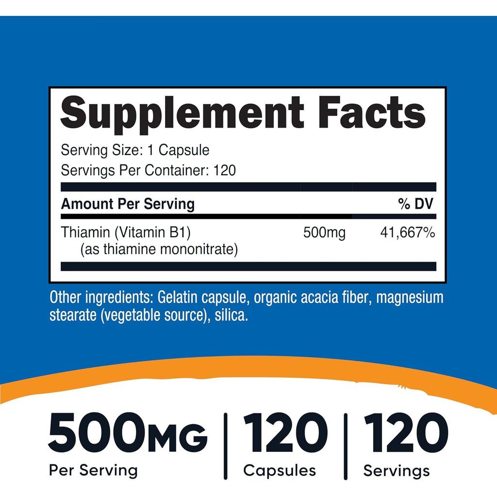 Nutricost Vitamina B1 500 Mg 120 Cápsulas