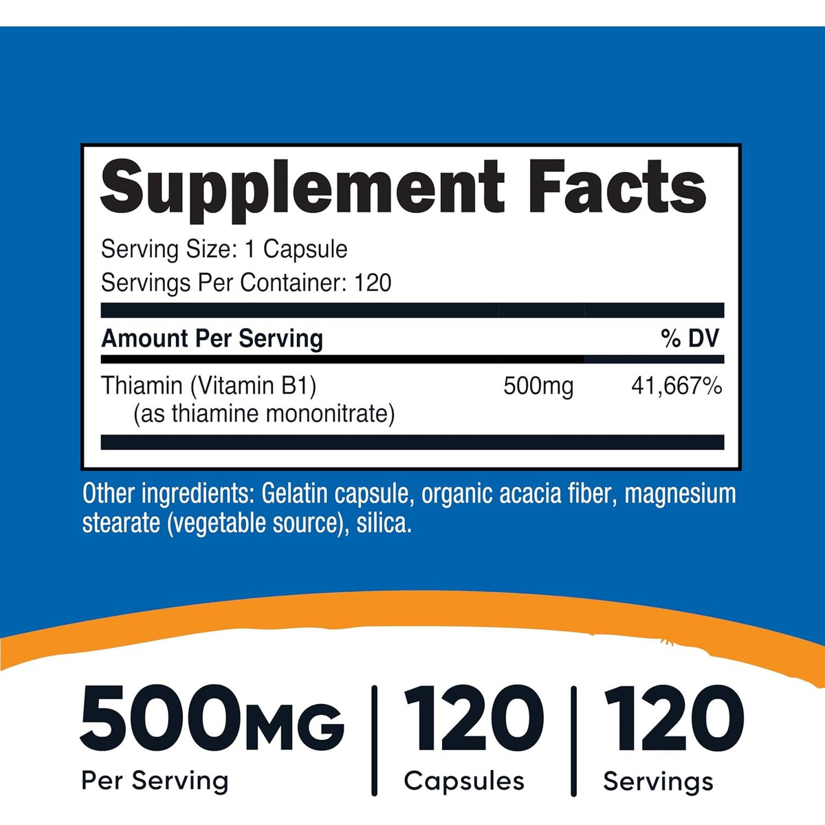 Nutricost Vitamina B1 500 Mg 120 Cápsulas