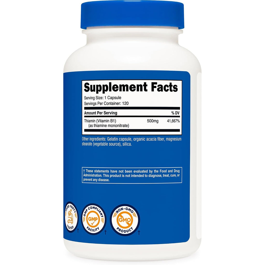 Nutricost Vitamina B1 500 Mg 120 Cápsulas